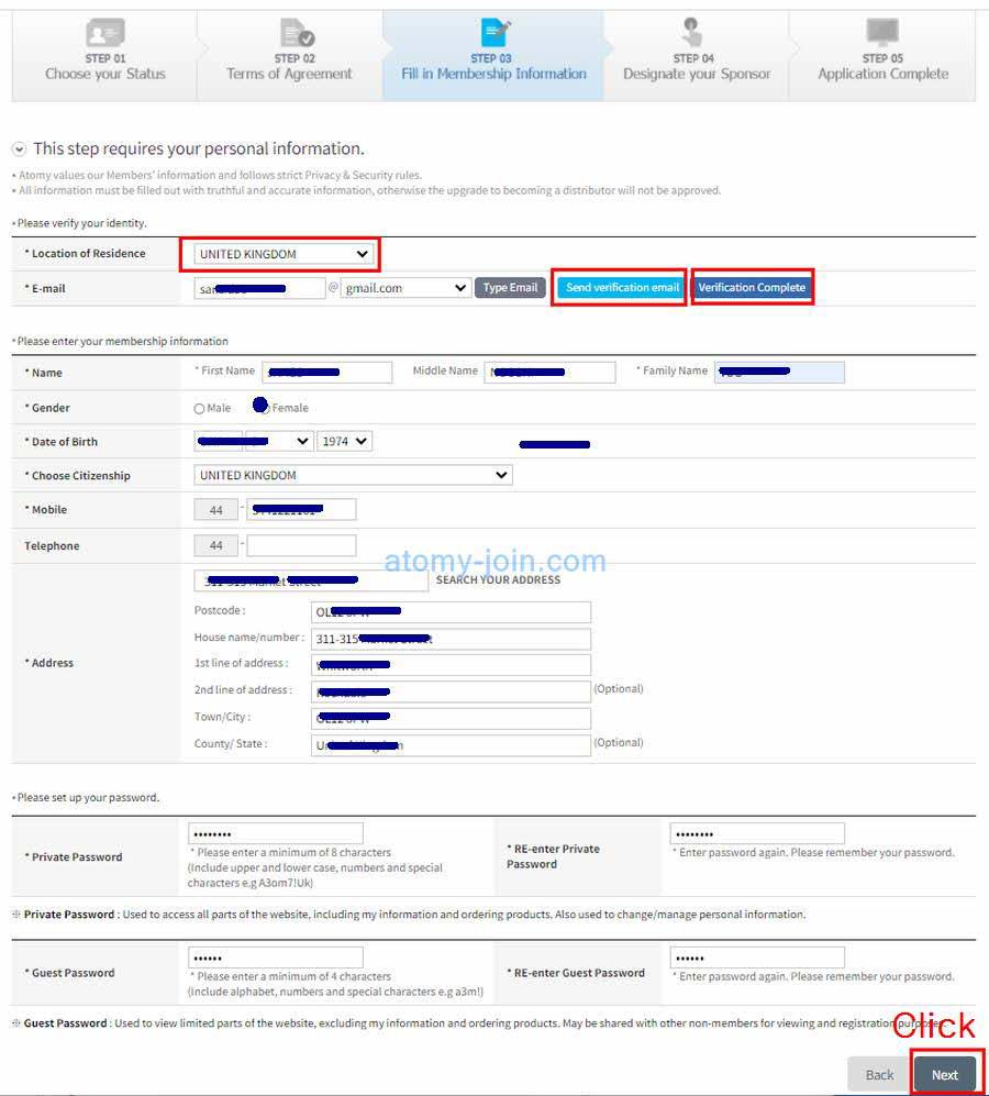 [atomy-join] UK Memer Registration_Step 5