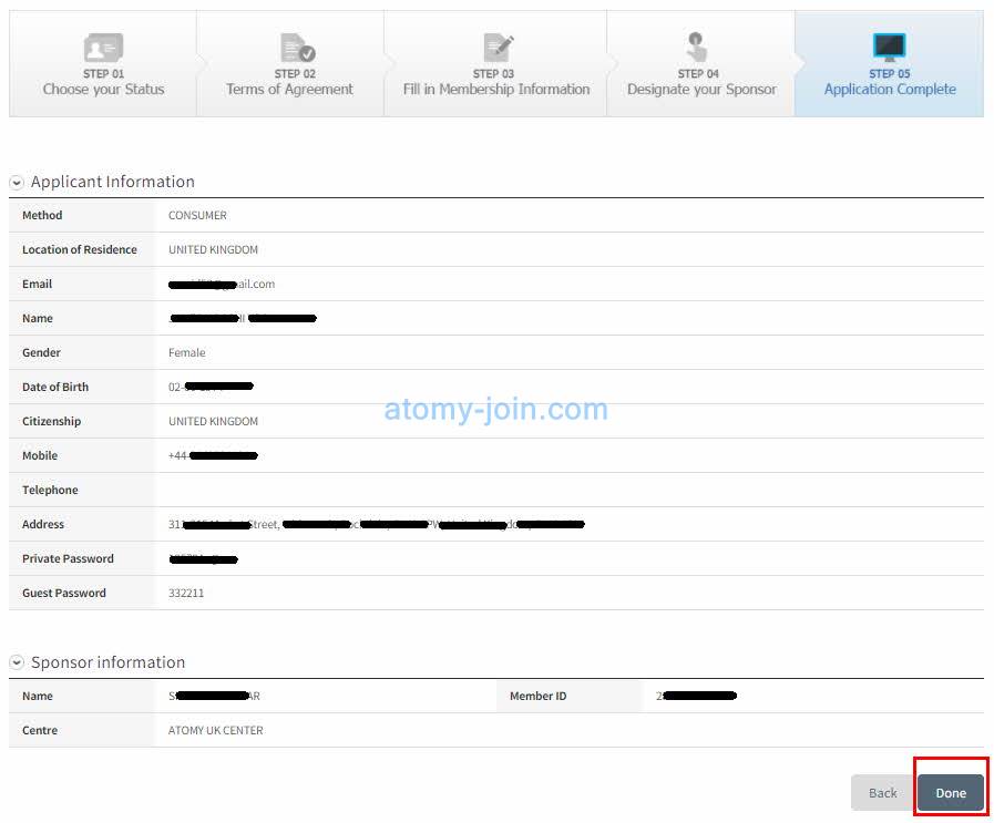 [atomy-join] UK Memer Registration_Step 10