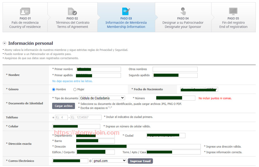 [atomy-join] Colombia Memer Registration_Step 6