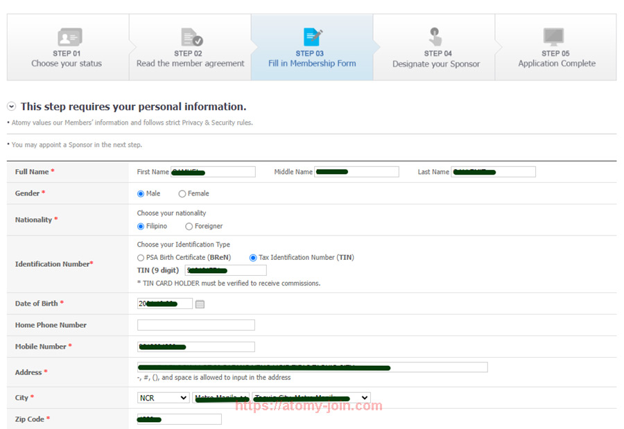 [atomy-join] philippines Memer Registration_Step 6