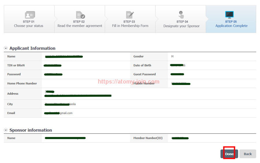 [atomy-join] philippines Memer Registration_Step 11