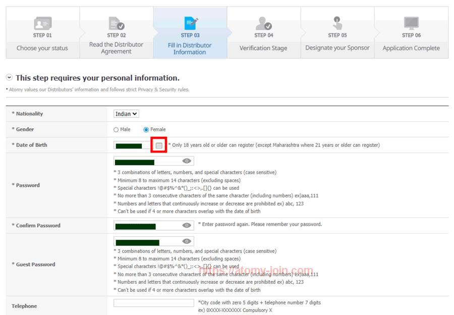 [atomy-join] India Memer Registration_Step 6