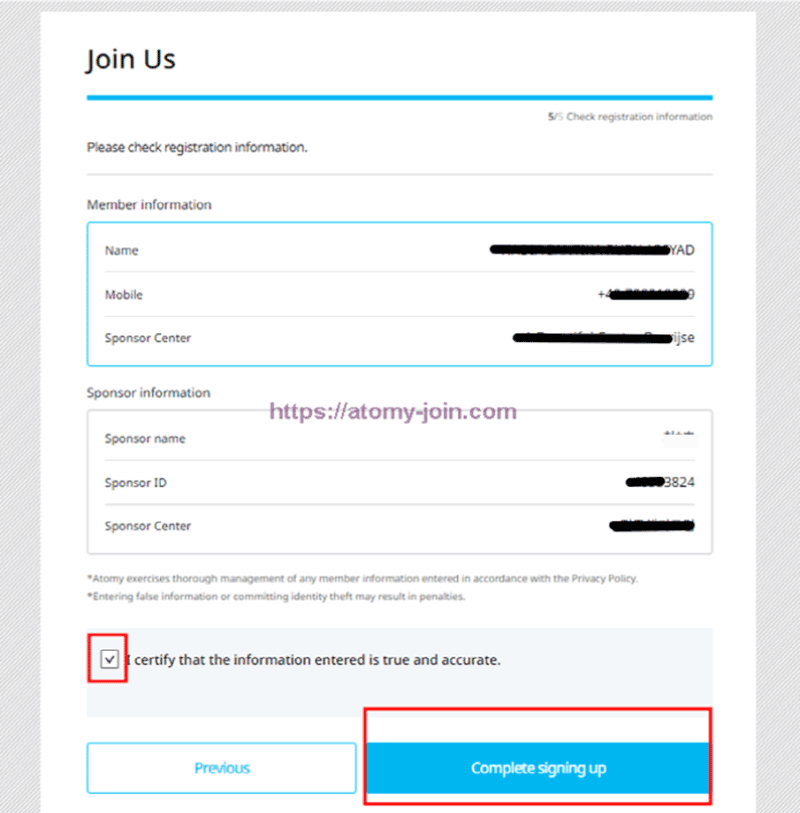 [atomy-join] singapore Memer Registration_Step 10